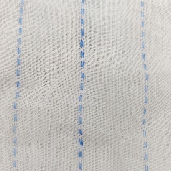 Saks Fifth Avenue Top Womens Small White Linen Pinstripe V-Neck Long Sleeve - Picture 3 of 12